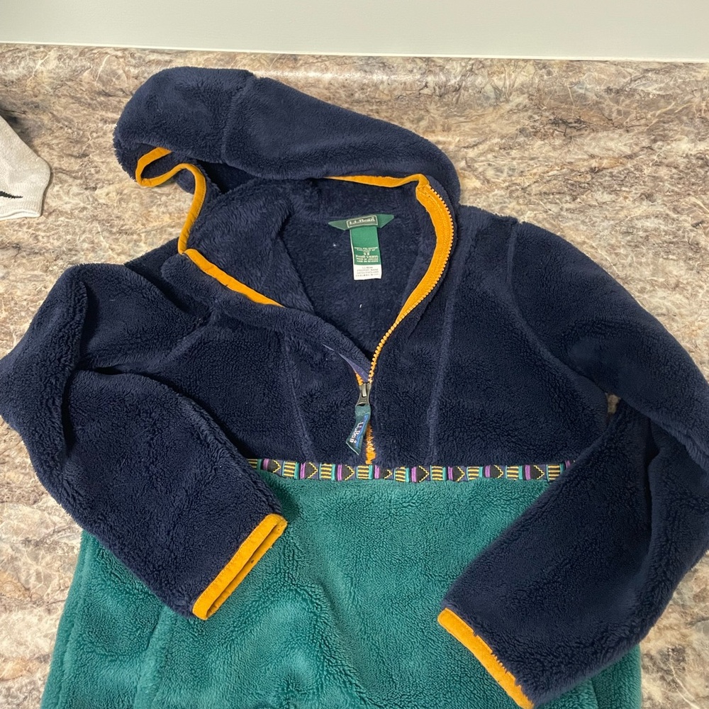 Kids' L.L.Bean Hi-Pile Fleece Hooded Pullover, Colorblock